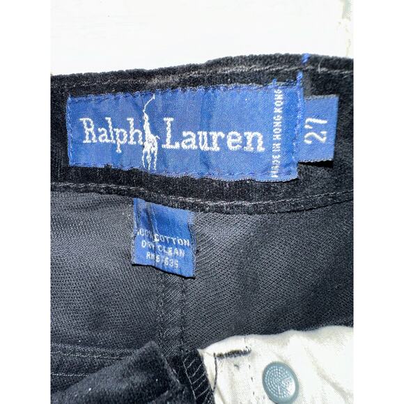 VINTAGE EIGHTIES RALPH LAUREN BLACK COTTON VELVET HIGH WAISTED JEANS 27 - Picture 4 of 10